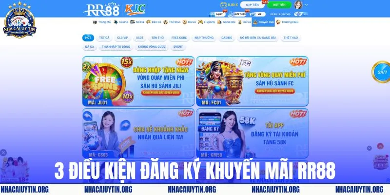 3 điều kiện đăng ký khuyến mãi RR88