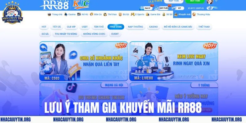 Lưu ý tham gia khuyến mãi RR88