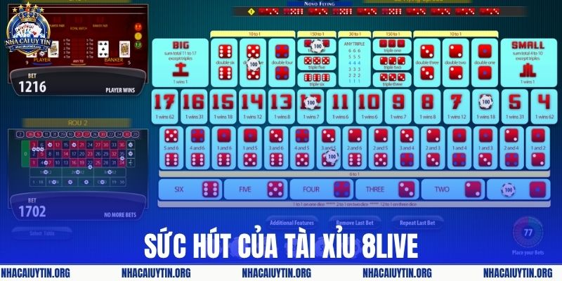 Sức hút sảnh tài xỉu 8live